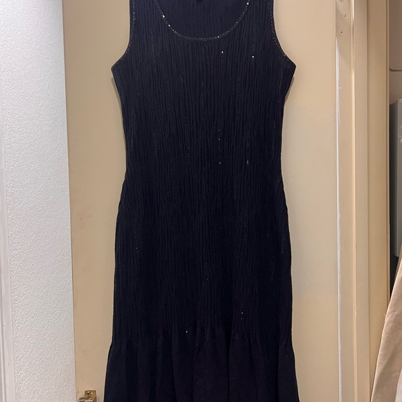 St. John Evening dress navy dark blue knit beaded - Picture 2 of 7